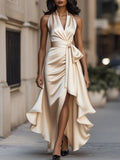 Women's Satin Halter Party Dress