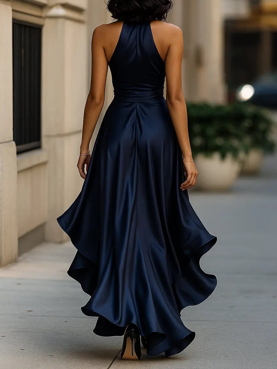 Women's Satin Halter Party Dress