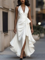 Women's Satin Halter Party Dress