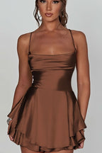Women's Ruffle Satin Mini Dress