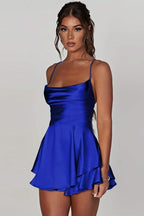 Women's Ruffle Satin Mini Dress