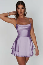 Women's Ruffle Satin Mini Dress