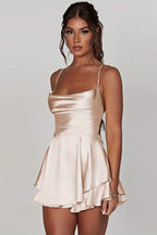 Women's Ruffle Satin Mini Dress