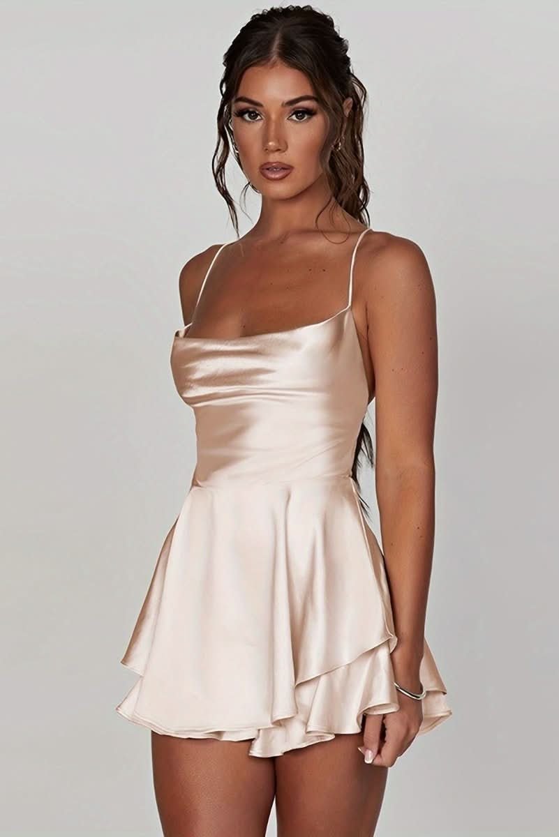 Women's Ruffle Satin Mini Dress