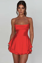 Women's Ruffle Satin Mini Dress