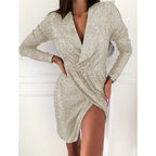 Women's Sequin Wrap Cocktail Dress