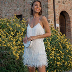 Women's Feather-Trim Sequin Cocktail Dress