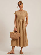 Women's Pocketed Flowy Midi Dress