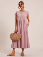 Women's Pocketed Flowy Midi Dress