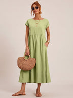Women's Pocketed Flowy Midi Dress