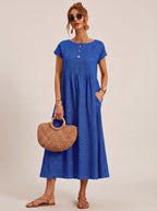 Women's Pocketed Flowy Midi Dress