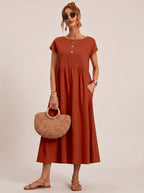 Women's Pocketed Flowy Midi Dress