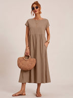 Women's Pocketed Flowy Midi Dress