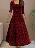 Women's Floral Velvet Party Dress