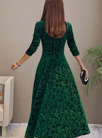 Women's Floral Velvet Party Dress