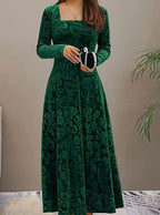 Women's Floral Velvet Party Dress
