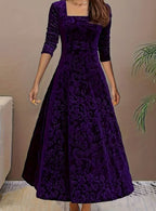 Women's Floral Velvet Party Dress