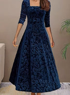 Women's Floral Velvet Party Dress