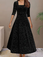 Women's Floral Velvet Party Dress