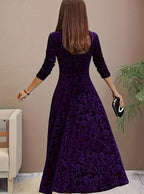 Women's Floral Velvet Party Dress
