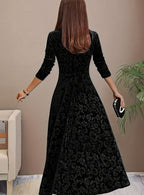 Women's Floral Velvet Party Dress