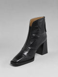 Women's Square-Toe Leather Ankle Boots