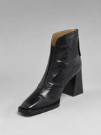 Women's Square-Toe Leather Ankle Boots