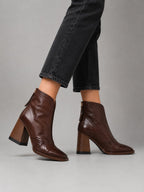 Women's Square-Toe Leather Ankle Boots