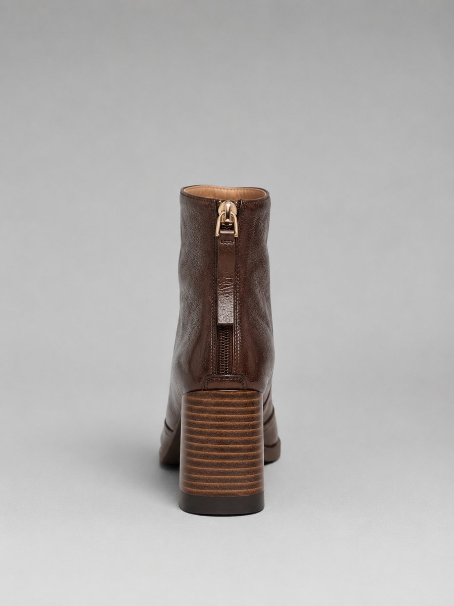 Women's Square-Toe Leather Ankle Boots