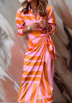 Women's Striped Maxi Wrap Dress