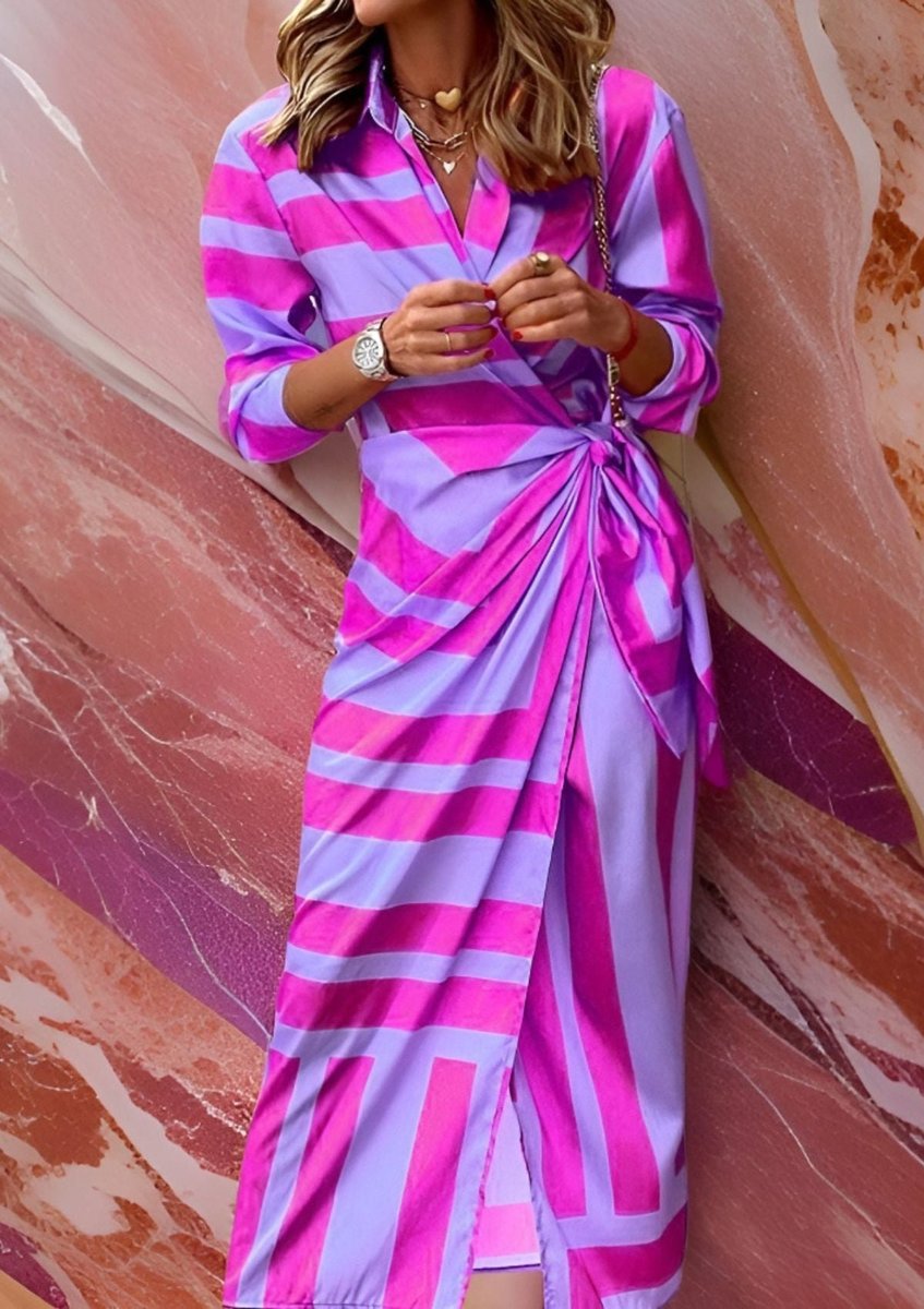 Women's Striped Maxi Wrap Dress