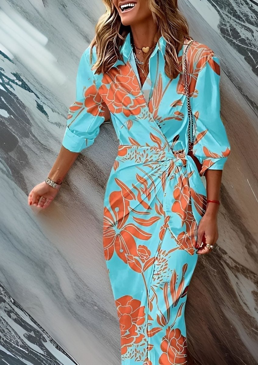 Women's Striped Maxi Wrap Dress