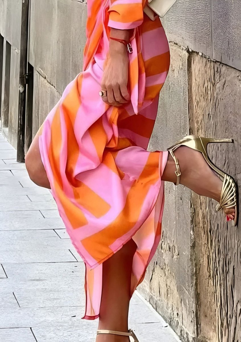 Women's Striped Maxi Wrap Dress