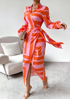 Women's Striped Maxi Wrap Dress