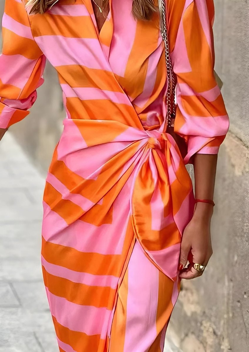 Women's Striped Maxi Wrap Dress