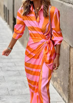 Women's Striped Maxi Wrap Dress