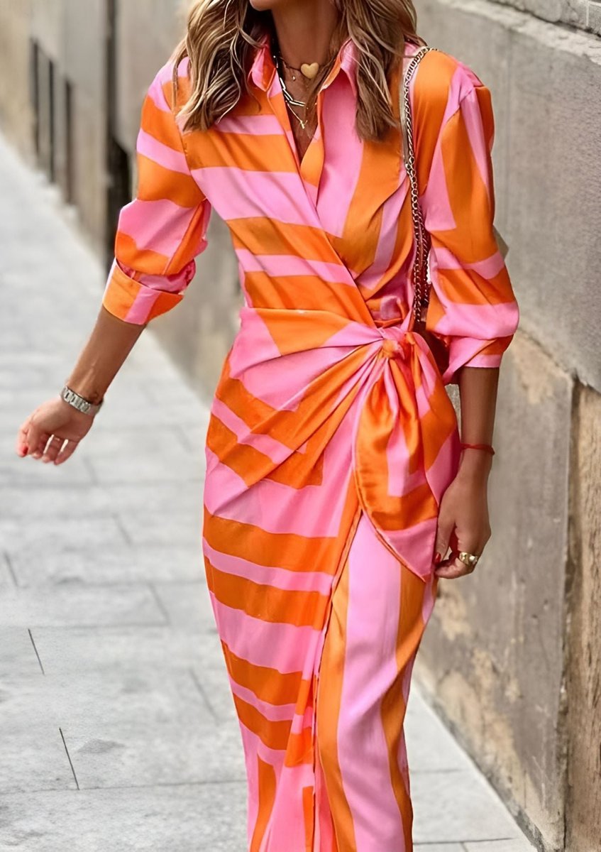 Women's Striped Maxi Wrap Dress