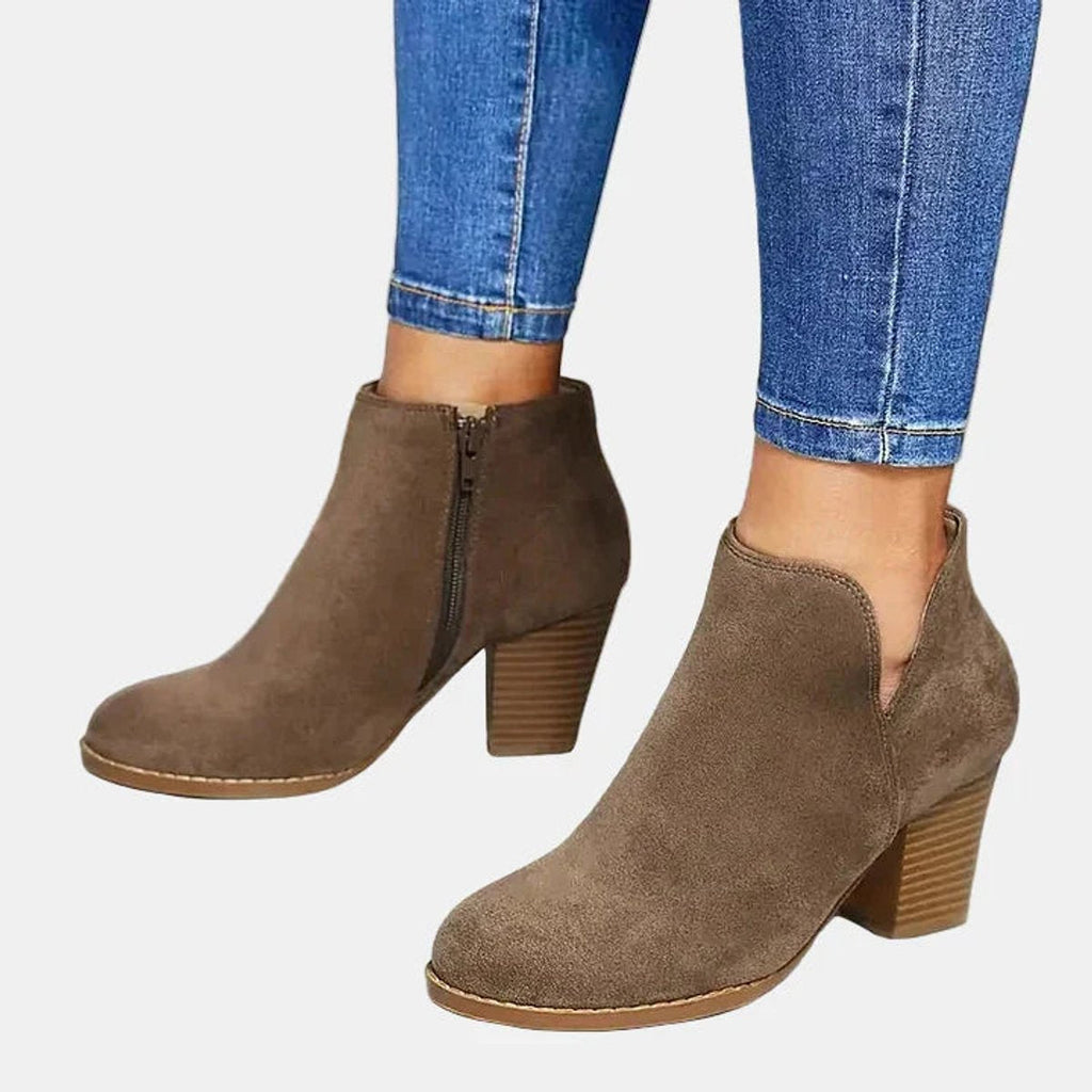 Women's Suede Block Heel Boots