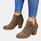 Women's Suede Block Heel Boots