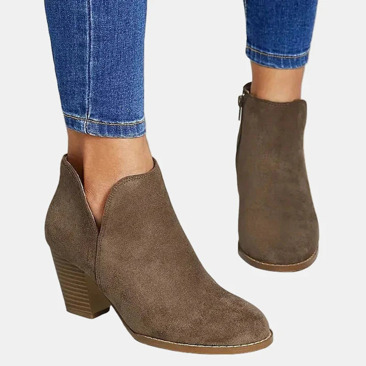 Women's Suede Block Heel Boots