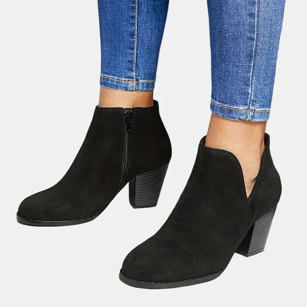 Women's Suede Block Heel Boots