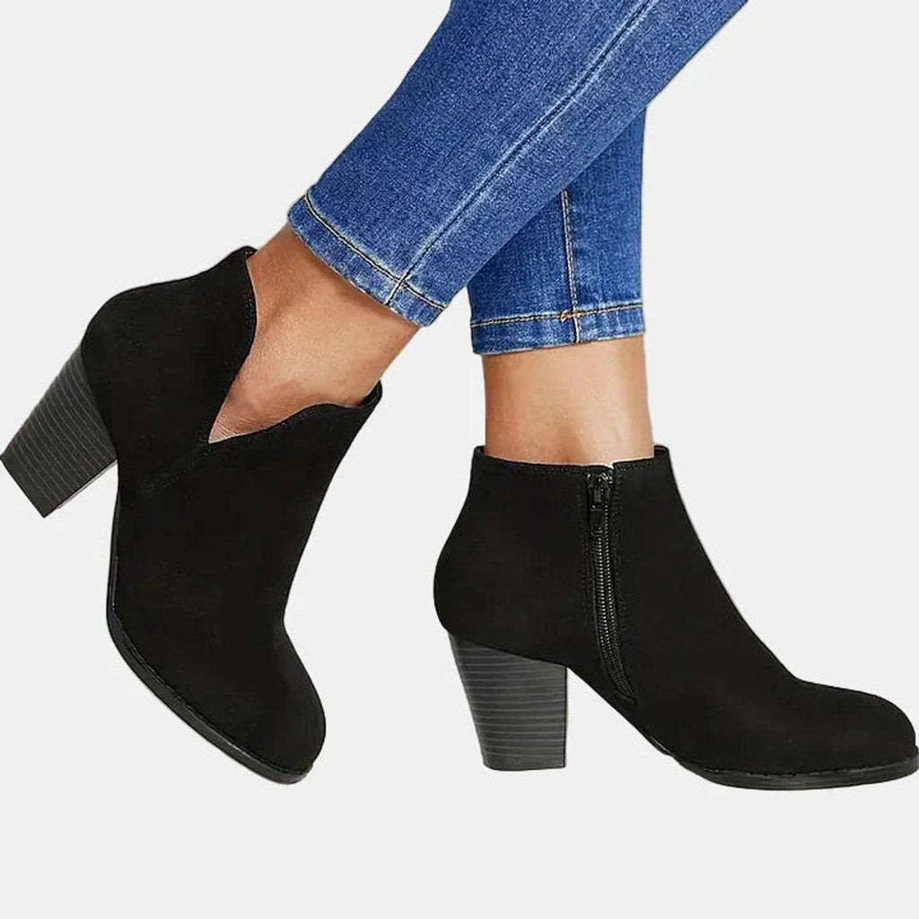 Women's Suede Block Heel Boots