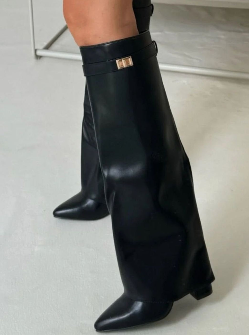 Women's Fold-Over Suede Thigh-High Boots