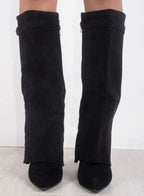 Women's Fold-Over Suede Thigh-High Boots