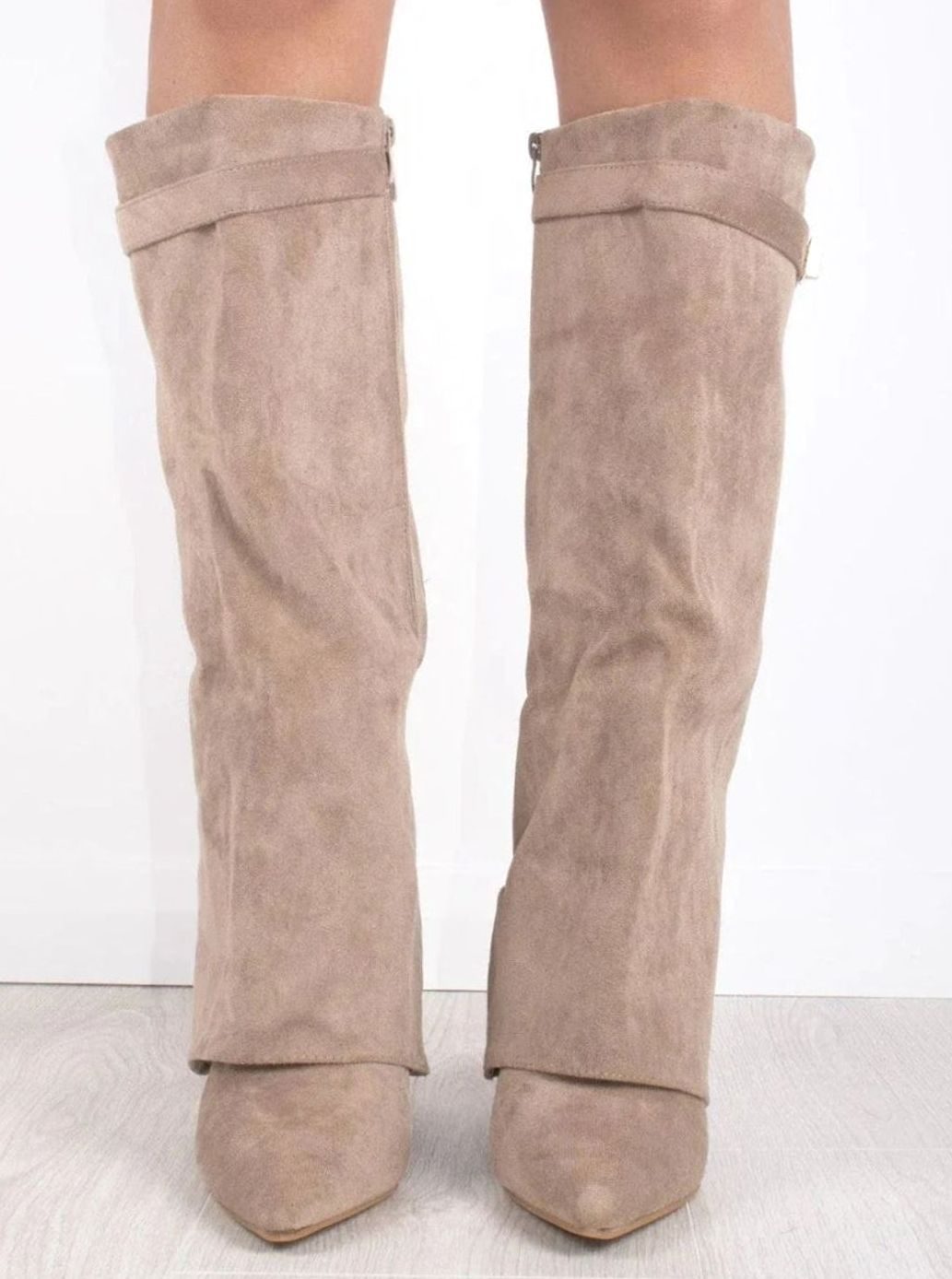 Women's Fold-Over Suede Thigh-High Boots