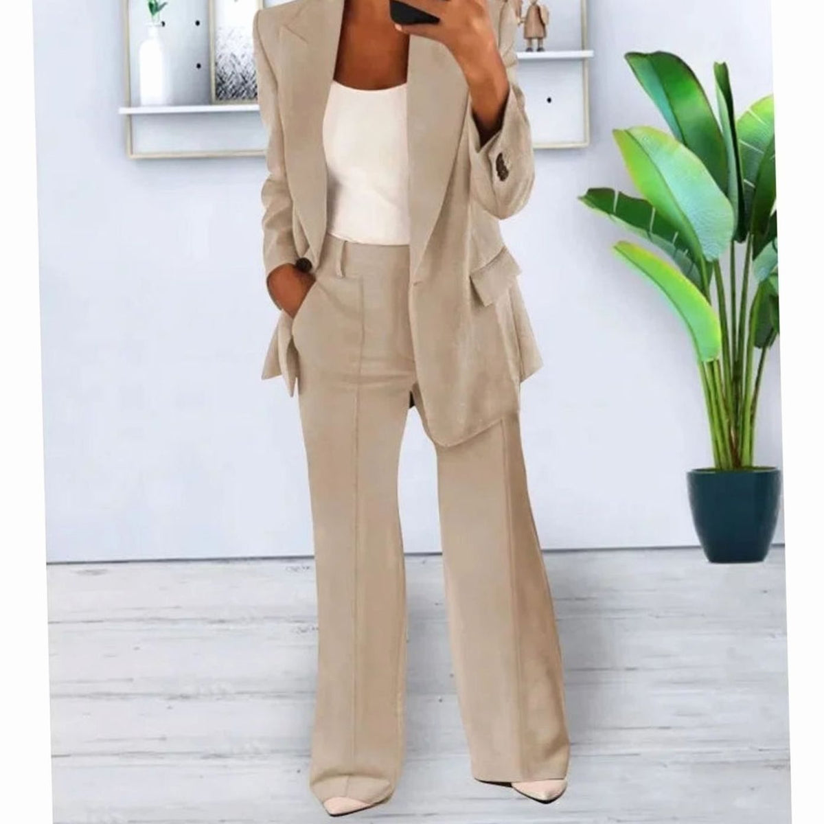 Women's Wide-Leg Blazer Suit Set