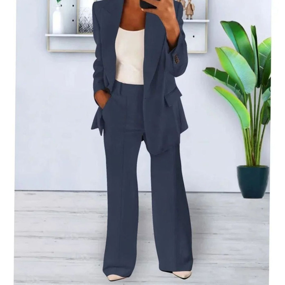 Women's Wide-Leg Blazer Suit Set