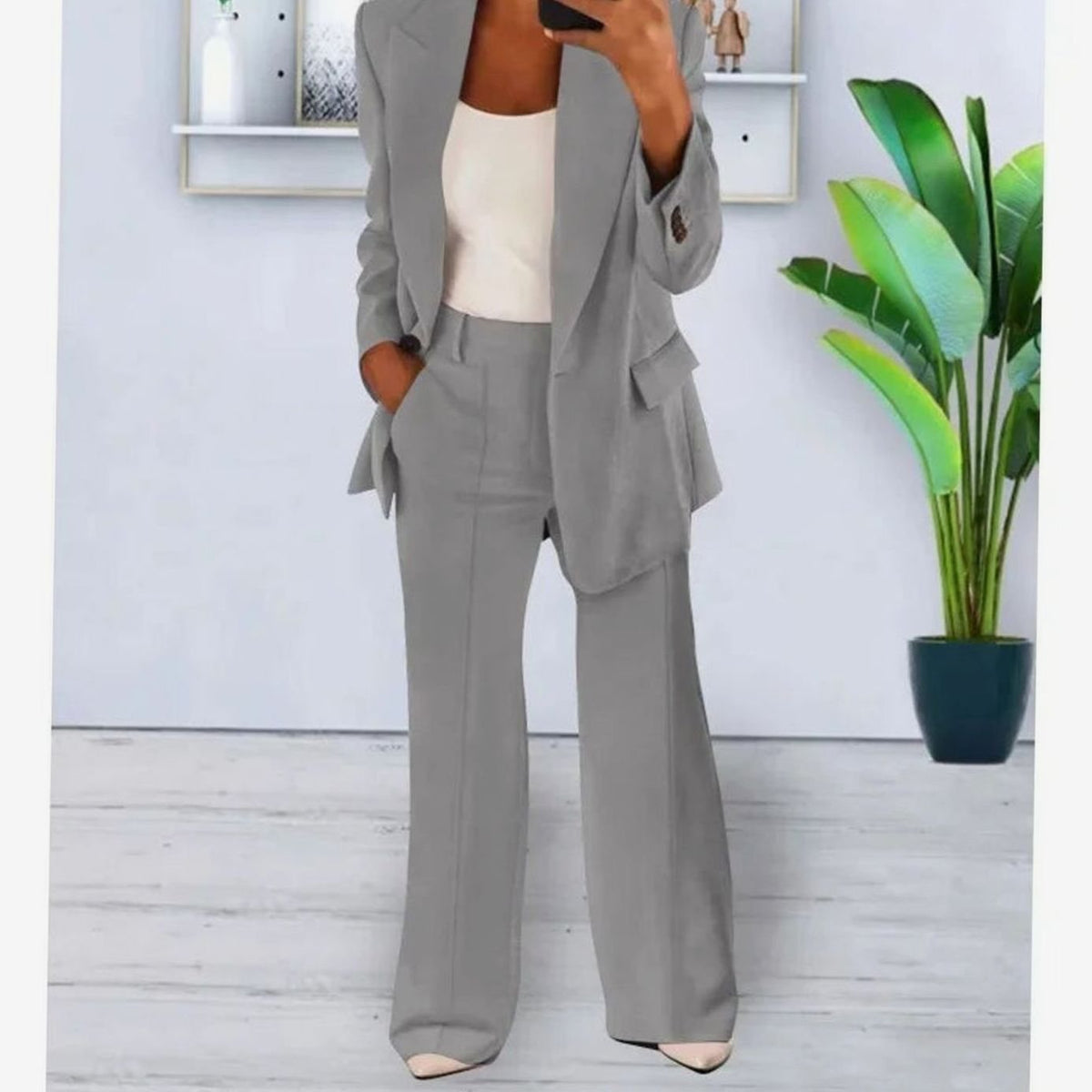 Women's Wide-Leg Blazer Suit Set