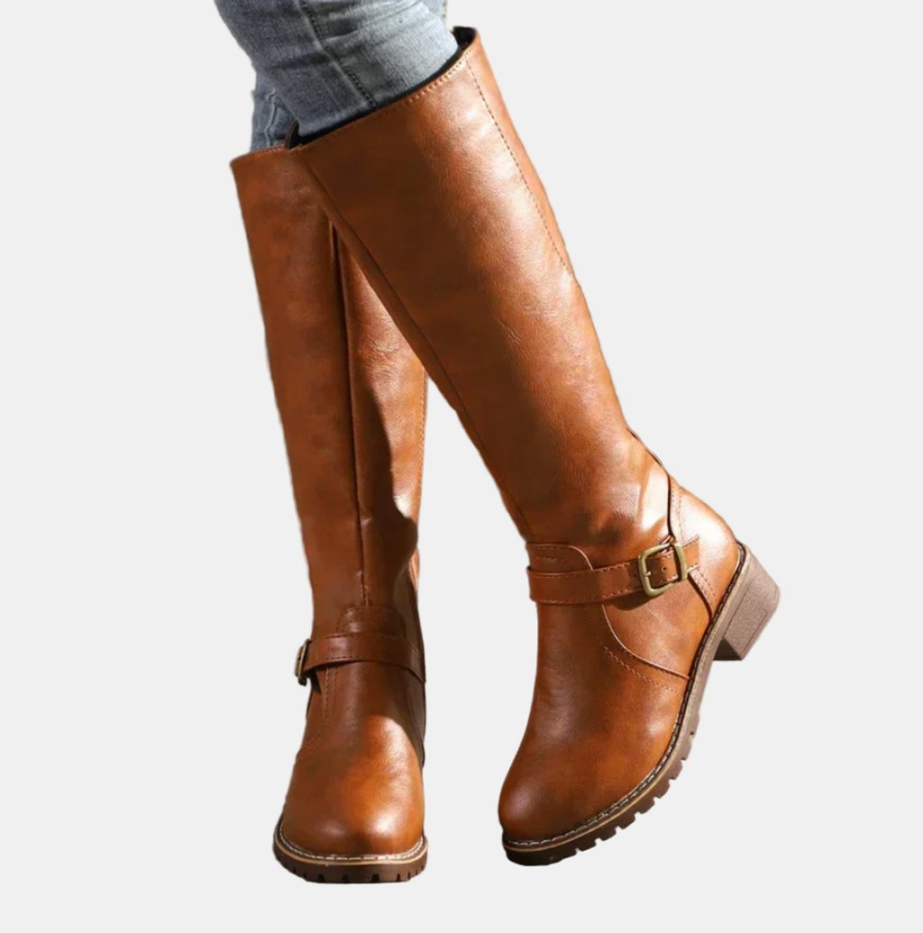 Women's Buckle Strap Riding Boots