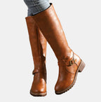 Women's Buckle Strap Riding Boots